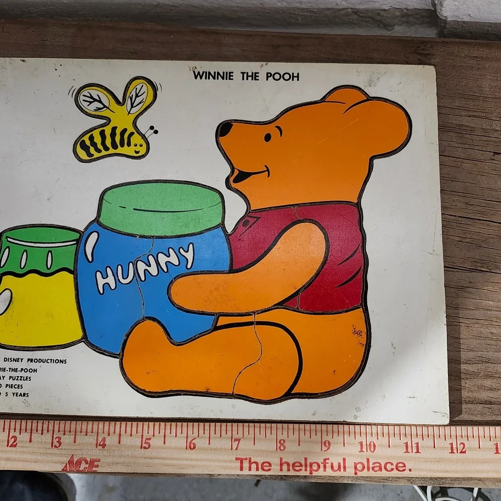 Vintage 1975 Walt Disney‎ Winnie The Pooh Inlay Puzzle Wood Toy